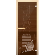 Дверь Банька, бронза с рисунком